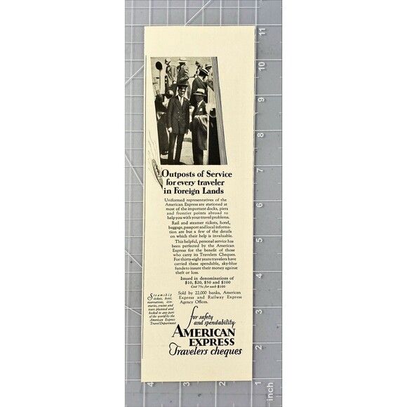 American Express Travelers Checks "for safety and spendability"Vtg Print Ad 1929 - Picture 2 of 3